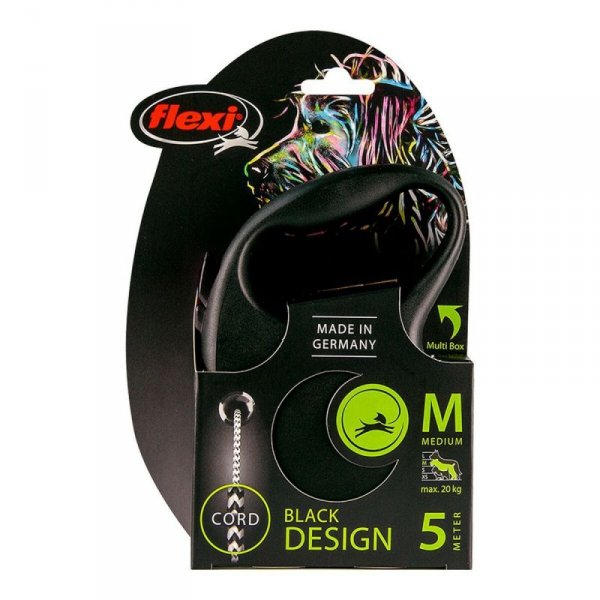 Smycz dla psa Flexi BLACK DESIGN 5 m Rozmiar M Silver