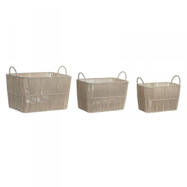 zestaw koszyków DKD Home Decor Beżowy Metal 39 x 29 x 31 cm 3 Części