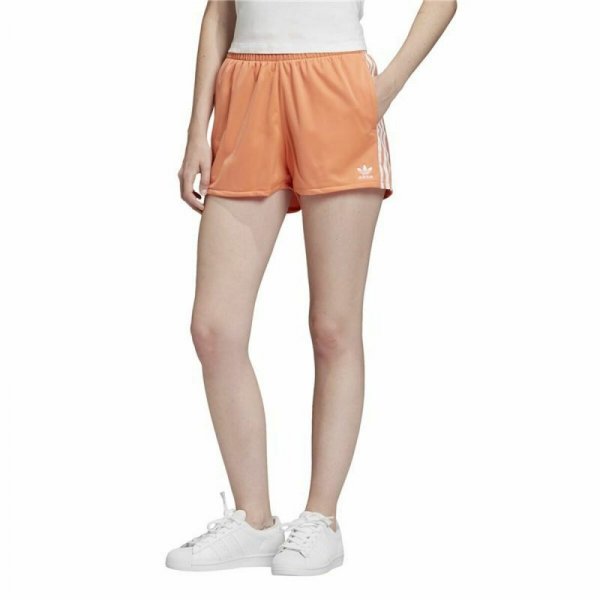 Krótkie Spodenki Sportowe Damskie Adidas  3 Stripes  Pomarańczowy