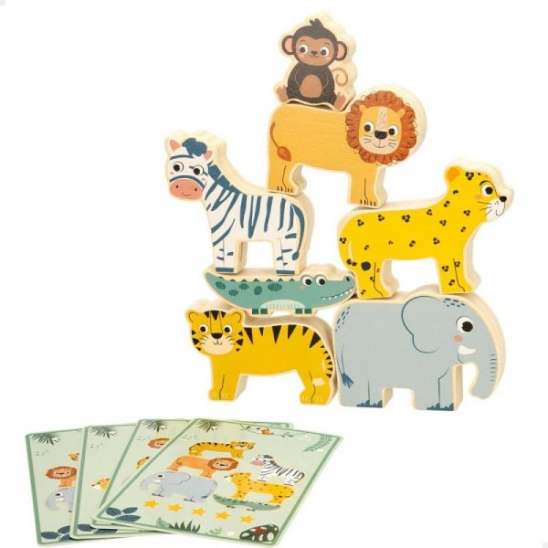 Zabawa w Budowanie + Figury Woomax zwierzęta 16 Części 7 x 7 x 1,5 cm (6 Sztuk)