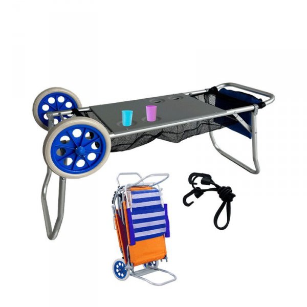 Marbueno Wózek Portasillas Aluminiowy Konwertowalne Stół Retrakcyjny Camping i Plaża 108X51X51 cm 10361
