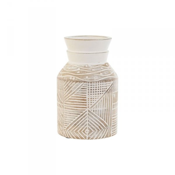 Wazon Home ESPRIT Biały Naturalny Drewno mango Kolonialny 15 x 15 x 38 cm