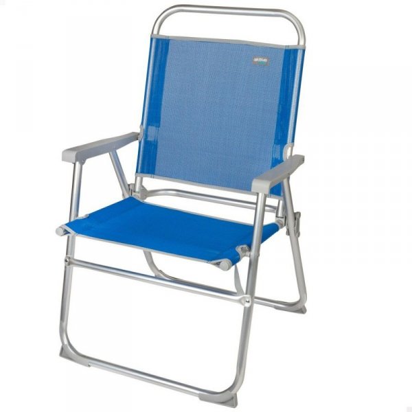 Fotel plażowy Aktive Gomera Niebieski 48 x 88 x 50 cm Aluminium Składany (4 Sztuk)