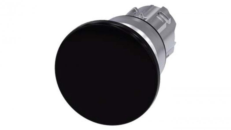 MUSHROOM PUSHBUTTON, 22MM, ROUND, METAL, SHINY, BLACK, 40MM, MOMENTARY CONTACT TYPE