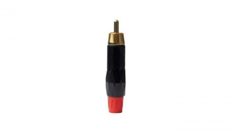 Wtyk RCA metalowy RCAMR, czarno-czerwony LIN000014 /5szt./