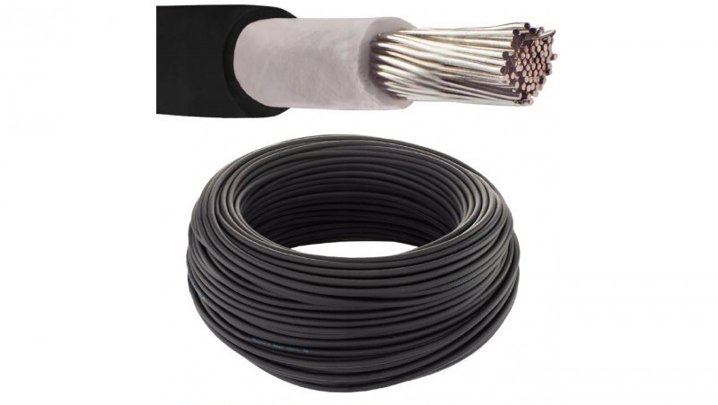 Kabel solarny fotowoltaiczny H1Z2Z2-K 1,0/1,5kV 6mm2 czarny NEKU /25m/