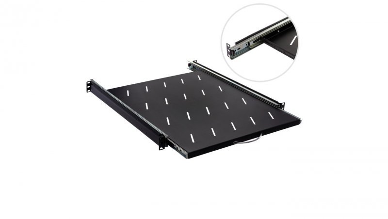 Półka wysuwana do szafy RACK 19 cali 1U 550mm czarna