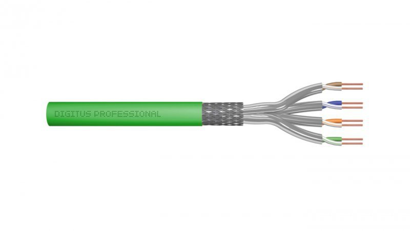Kabel teleinformatyczny S/FTP kat.8.2 4x2xAWG22 LSOH drut zielony Dca DK-1843-VH-05 /50m/
