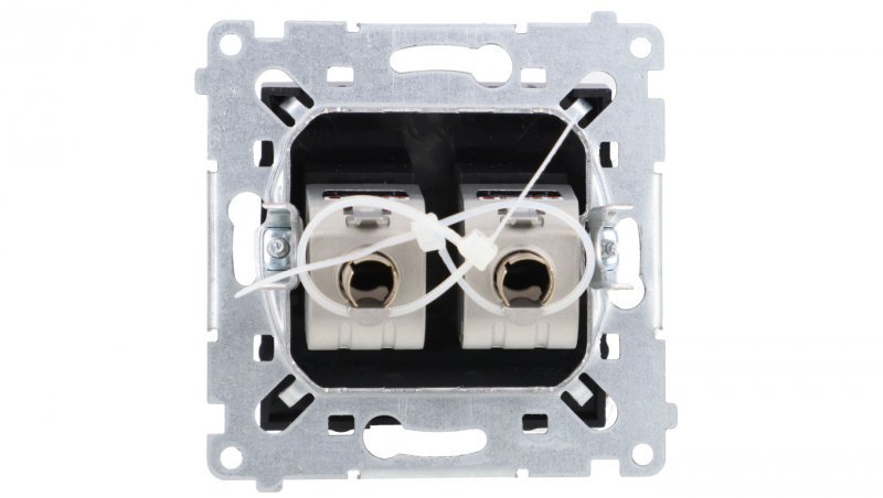 Simon 54 Gniazdo komputerowe podwójne RJ45 kategoria 6 ekranowane z przesłoną przeciwkurzową (moduł) czarny mat D62E.01/49