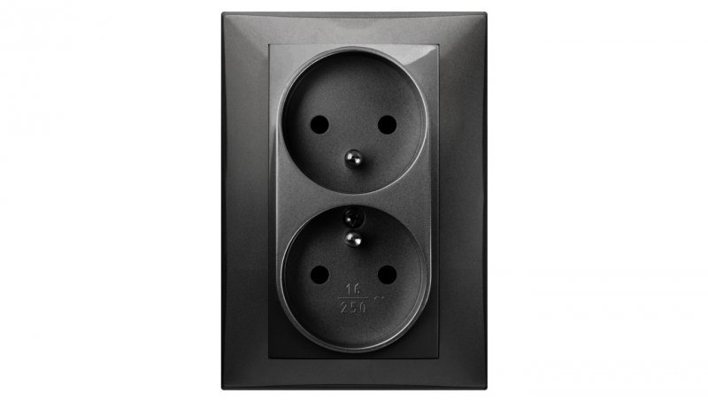 Vestra Gniazdo 2x2p+z monolit z ramką podtynkowe IP20 czarny 3835-09