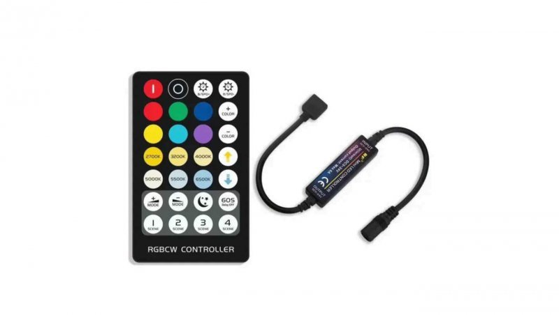 Kontroler led RGB+CCT RF-M6 6A 5-24VDC 5V-30W 12V-72W 24V-144W wtyczkowy mini radiowy czarny