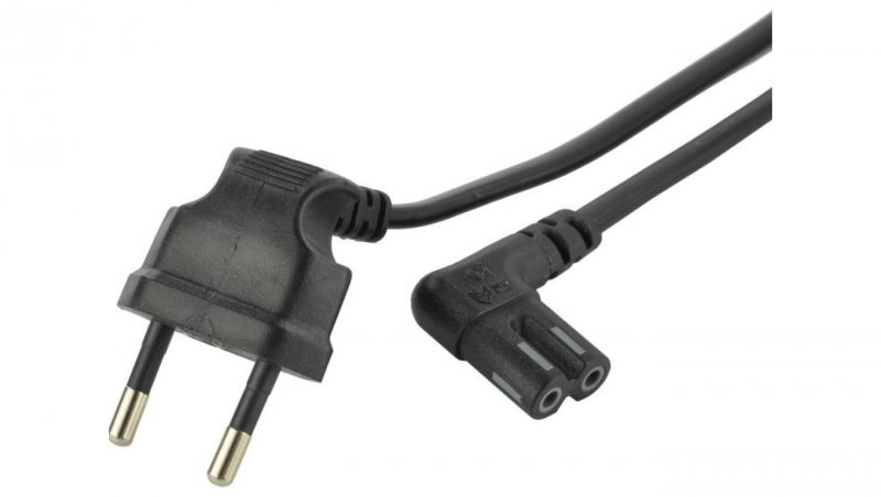 Kabel zasilający 230V 2,5A audio 0,3m kąt czarny