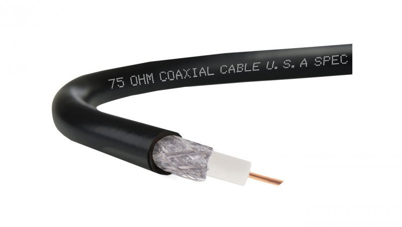 Przewód antenowy zewnętrzny żelowany 75ohm RG 6 1,0/4,8/7,0 Cu czarny /50m/