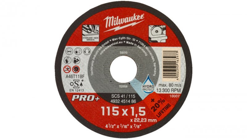 Tarcza tnąca do metalu płaska 115x1,5mm PRO+ MILWAUKEE