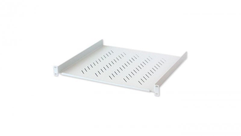 Półka 1U 400mm Rack 19, 2 pkt mocowania, perforowana, szara