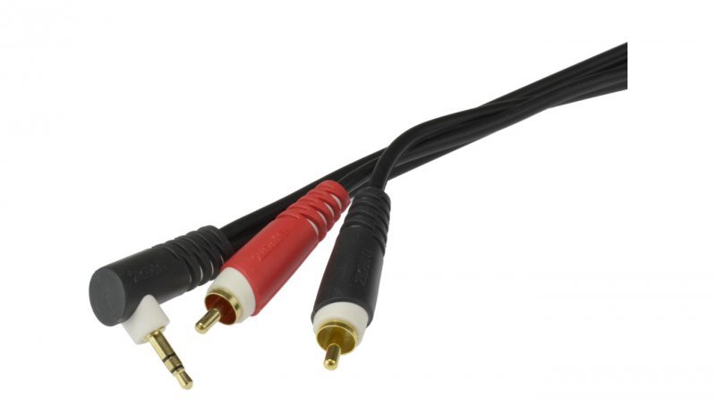 KLOTZ Kabel Audio AUX mini Jack 3,5mm Stereo (wtyk kątowy) / 2x RCA Cinch (wtyk) 2m