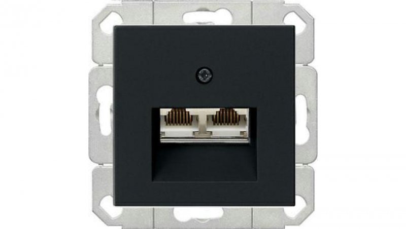 Gniazdo komputerowe podw. RJ45 cat. 6 Gira System 55 czarny mat