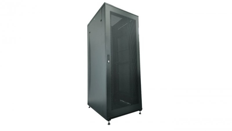 Szafa serwerowa 42U 800x1000, drzwi jednoskrzydłowe, zamek, czarna FLAT PACK SS-42U-800-1000-02-C
