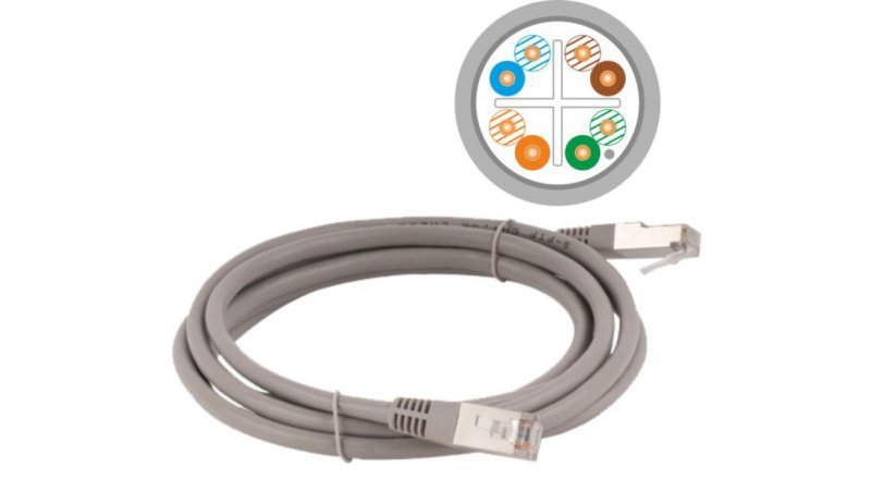 Patch-cord F/UTP kat.6 PVC 2.0m szary KKS6SZA2.0