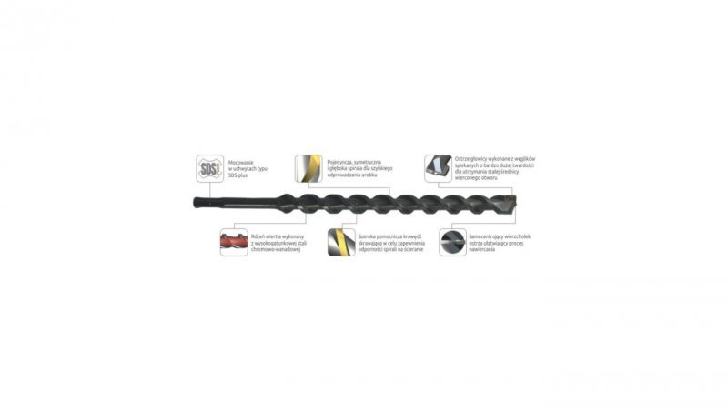 Wiertło do betonu K2 z uchwytem SDS-plus ø6,5x50/110 mm