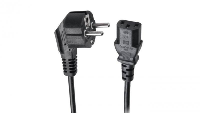 Kabel zasilający 230V 10A IEC320 prosty C13 2m czarny