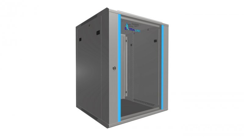Szafa rack montowana na ścianie Extralink 15U 600x600 Szara