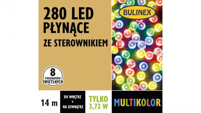 Lampki Bulinex 280led multikolor 14,00m płynące