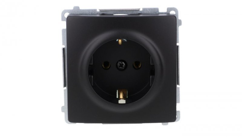 Simon Basic Gniazdo wtyczkowe z uziemieniem Schuko (moduł) 16A, 250V, zaciski śrubowe czarny BMGSZ1.01/49