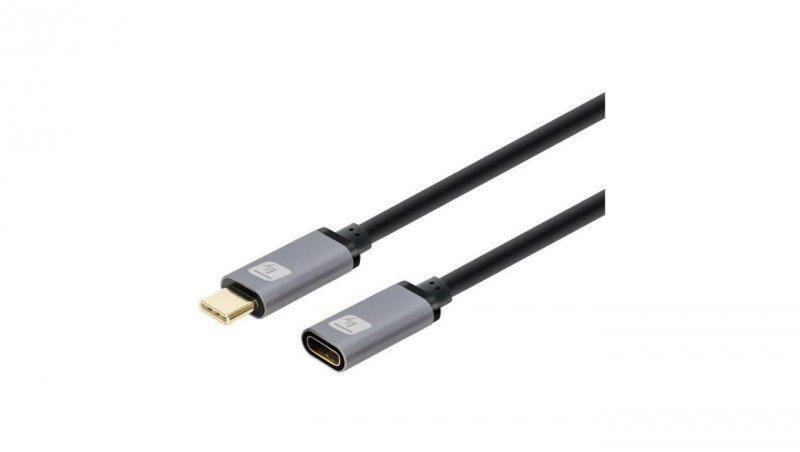Kabel Przedłużacz USB-C 3.2 Gen2 M/F 1m 100W 5A Czarny