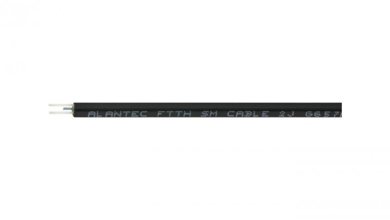Kabel światłowodowy 2 włókna 2J SM 9/125 FTTH płaski uniwersalny czarny LSOH Alantec /1000m/