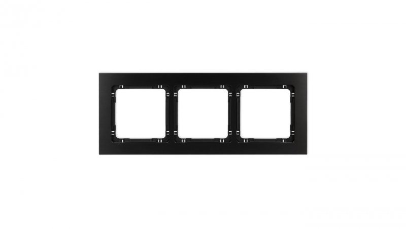 DECO Ramka uniwersalna potrójna - aluminium szczotkowane (ramka: czarna spód: czarny), czarny 12-12-DRA-3