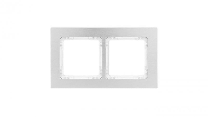 DECO Ramka uniwersalna podwójna - aluminium szczotkowane (ramka: srebrna spód: biały), srebrny 7-0-DRA-2