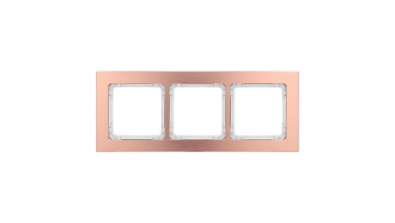 DECO Ramka uniwersalna potrójna - aluminium szczotkowane (ramka: kolor miedziany spód: biały), miedziany 9-0-DRA-3