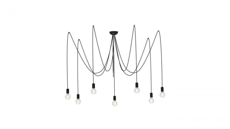 Nowodvorski lampa wisząca SPIDER E27 x 7 Przewód w oplocie Stal lakierowana Czarny ~220-230 V MAX: 7x60W