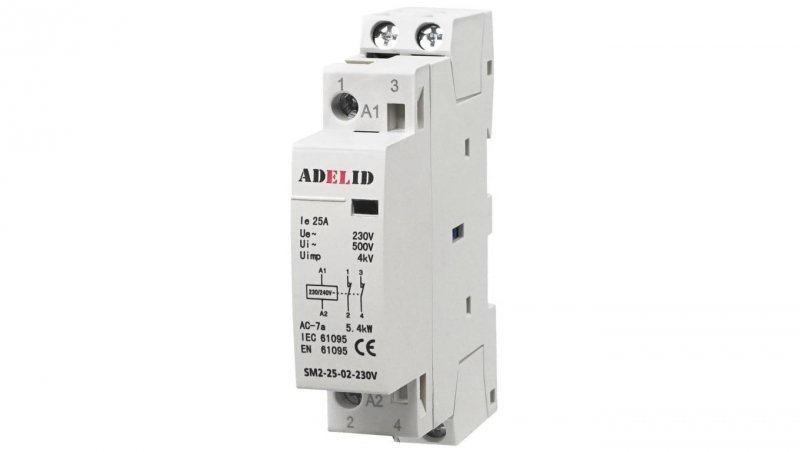STYCZNIK MODUŁOWY 25-02 230V 20A 25A 1P SM2 25-02-230V