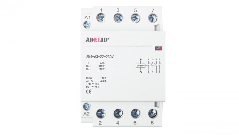 STYCZNIK MODUŁOWY 63-22 230V 63A 3-FAZ 40A 2NO 2NC SM4 63-22-230V