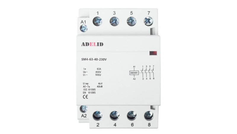 STYCZNIK MODUŁOWY 40-40 230V 40A 3P 4Z 3-FAZ 40A 4NO SM4 63-40-230V
