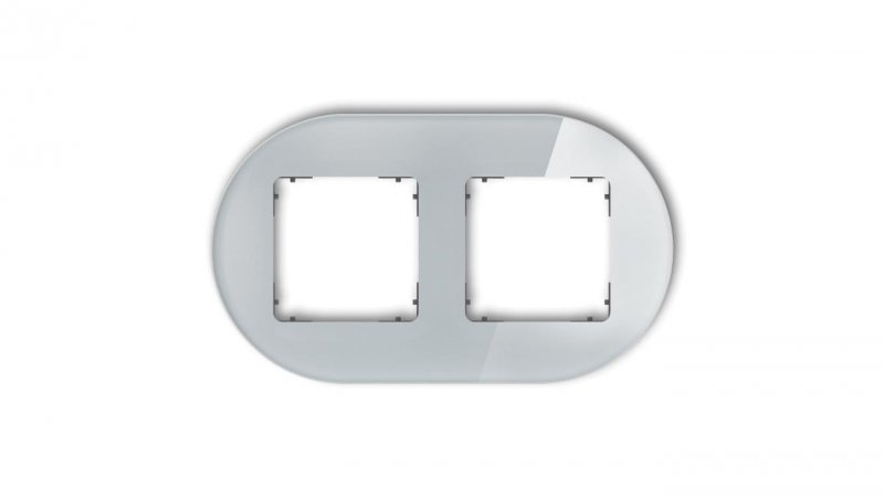 ICON Ramka uniwersalna podwójna okrągła - efekt szkła (ramka: szara spód: grafitowy mat) 15-28-IRSO-2