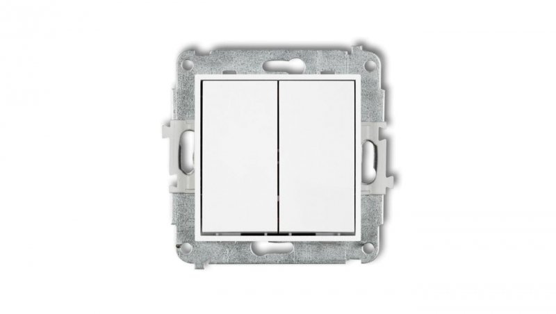 ICON Mechanizm łącznika zwiernego, dwubiegunowego (dwa klawisze bez piktogramów, osobne zasilanie) biały mat 25IWP-44.2