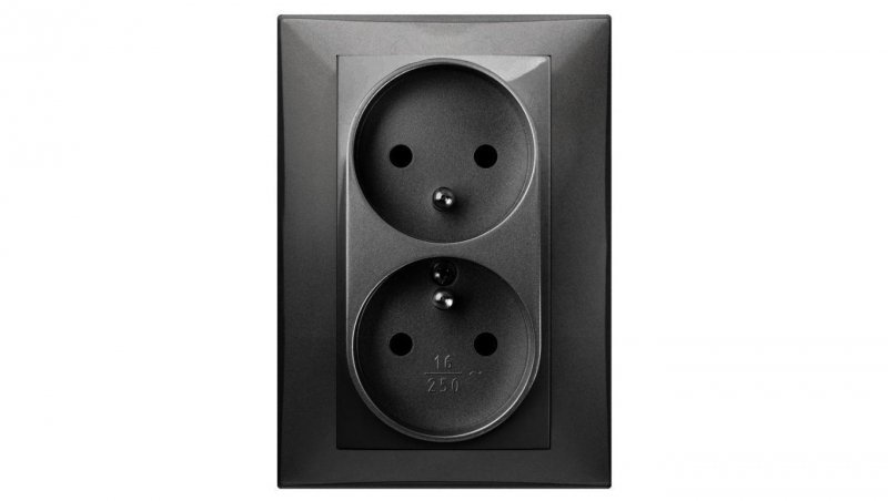 SANTRA gniazdo 2x2P+Z monolit z ramką podtynkowe czarny 4135-09