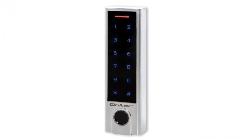Qoltec Zamek szyfrowy dotykowy Proteus z czytnikiem linii papilarnych RFID kod karta brelok dzwonek IP68 EM