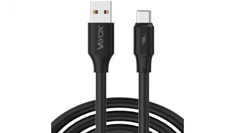 Kabel USB - USB-C 120W 3A 1m fast line czarny VA0121 Vayox