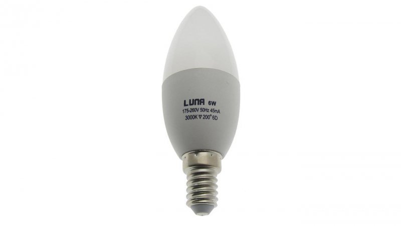 Lampa żarówka LED C37 świeczka 6W E14 230V