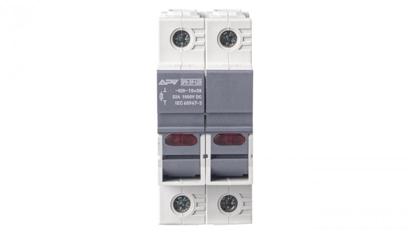 PODSTAWA BEZPIECZNIKOWA ROZŁĄCZNIK DC 10x38 + LED 2P APV-SPB-2P-LED
