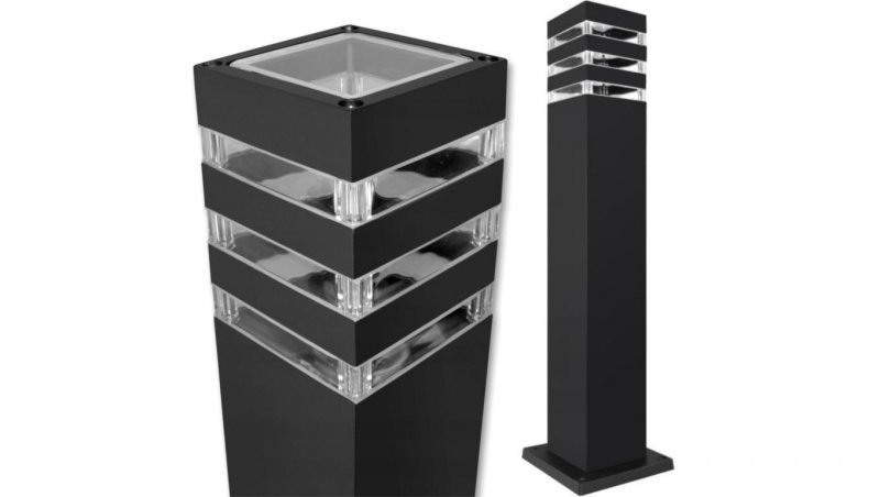 Lampa Ogrodowa Zewnętrzna E27 CZARNA SŁUPEK Kwadratowy 60cm
