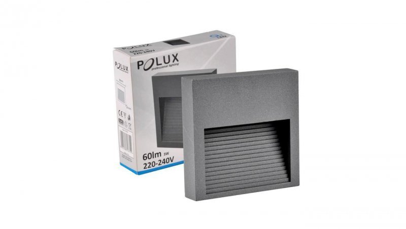 Lampa oprawa schodowa natynkowa LED ogrodowa 3W 60lm IP44 4000K szara kwadrat Q9 GOLDLUX