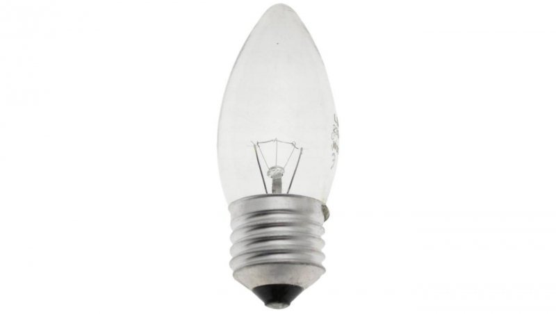Żarówka wstrząsoodporna C35 świeczka przeźroczysta 25W E27 230V