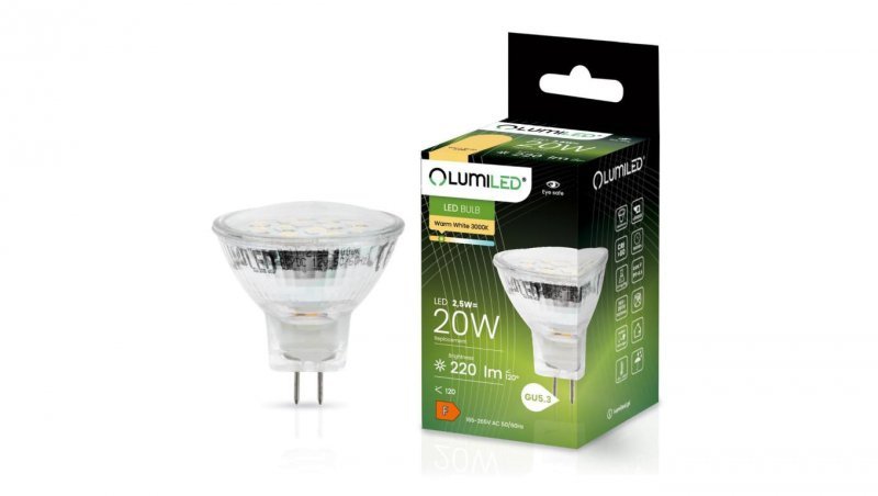 Żarówka LED MR11 2,5W = 20W 220lm 3000K Ciepła 120 LUMILED