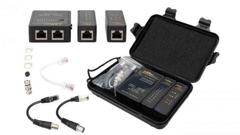 Tester kabli sieciowych LAN RJ45 PoE + BNC z diodami LED DIGITUS