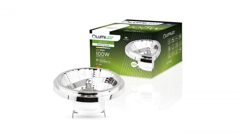 LUMILED LED AR111 AC/DC 12V 15W 4000K G53 SREBRNA